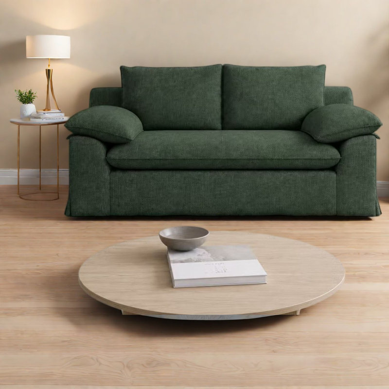 Canapés modernes à compression, causeuse en lin de 200 cm, vert armée pour appartement, Green