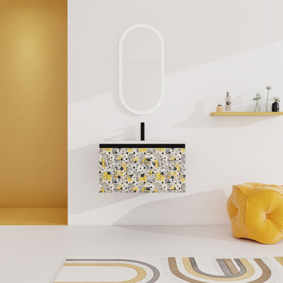 Meuble-lavabo 30 po avec lavabo en céramique. Fonction. Moderne. Noir Fabrication en contreplaqué pour une expérience confortable avec évier et porte à fermeture en douceur. Design moderne. Hygiénique