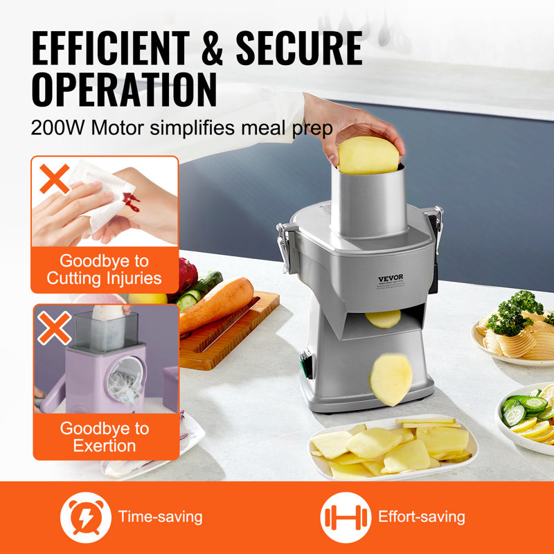 Silver Aluminum 4-in-1 Electric Vegetable Slicer for Commercial Use