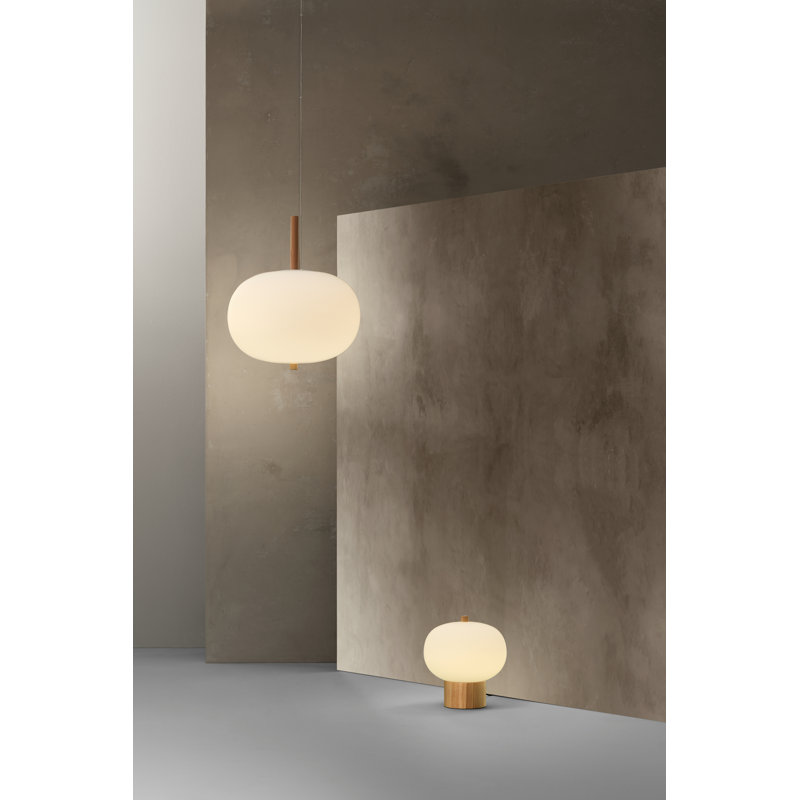 Ilargi - S/39/01 LED Dimmable Pendant - TRIAC/0-10V Dimmable - White Opal Matte Glass, Light Wood