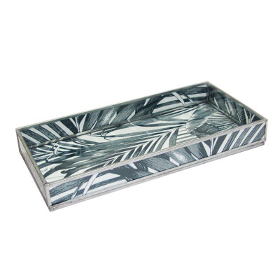 Plateau décoratif en verre | Plateau à feuilles | 12 po x 6 po x 1,5 po | Noir
