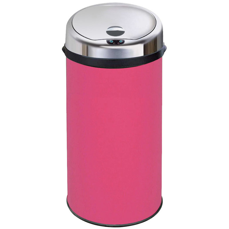 Ladson Steel Motion Sensor Kitchen Trash Can, Pink, 42L