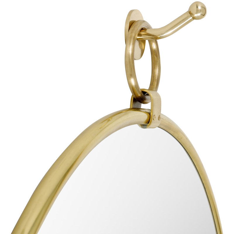 Globes Metal Flat Wall Mirror, 35.5" x 32", Gold