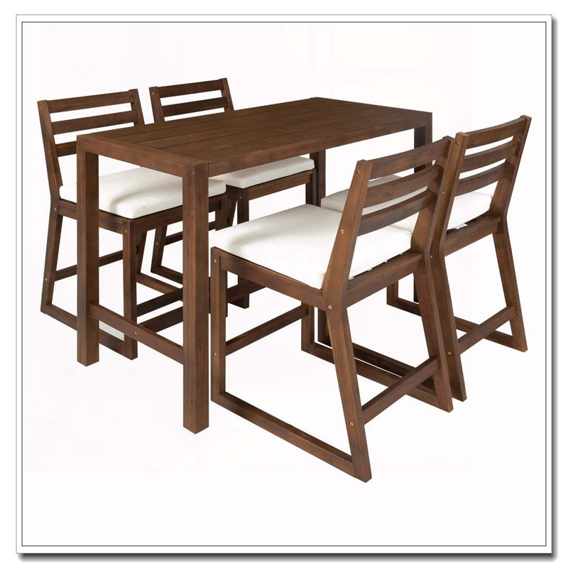Ensemble de bar d'extérieur 5 pièces avec chaises coussinées (moka), Moka