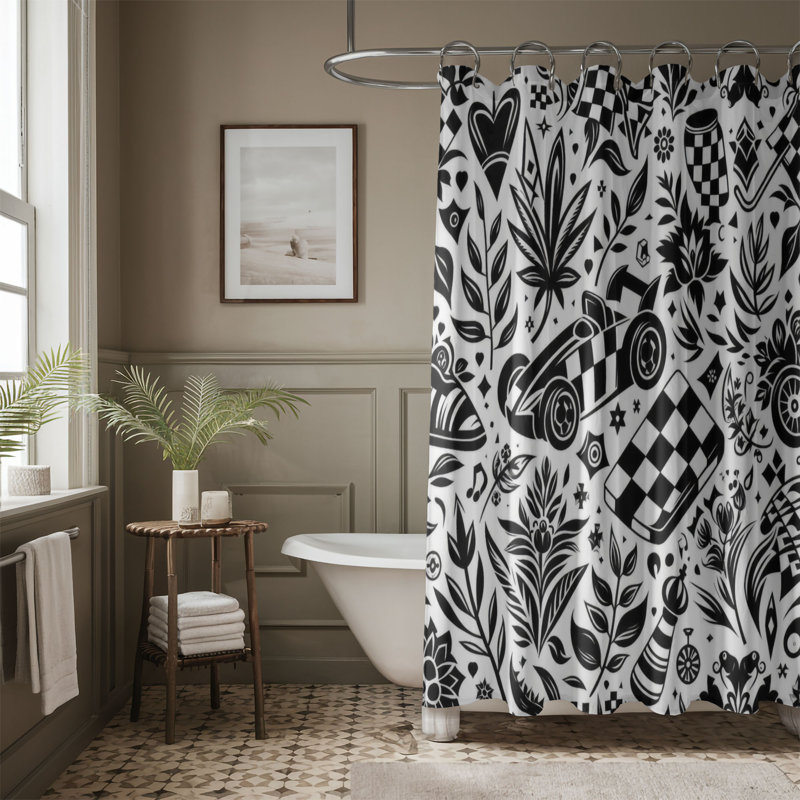 Rideau de douche Earlis Bold Grid - 1 pièce, H 74 po x l 71 po