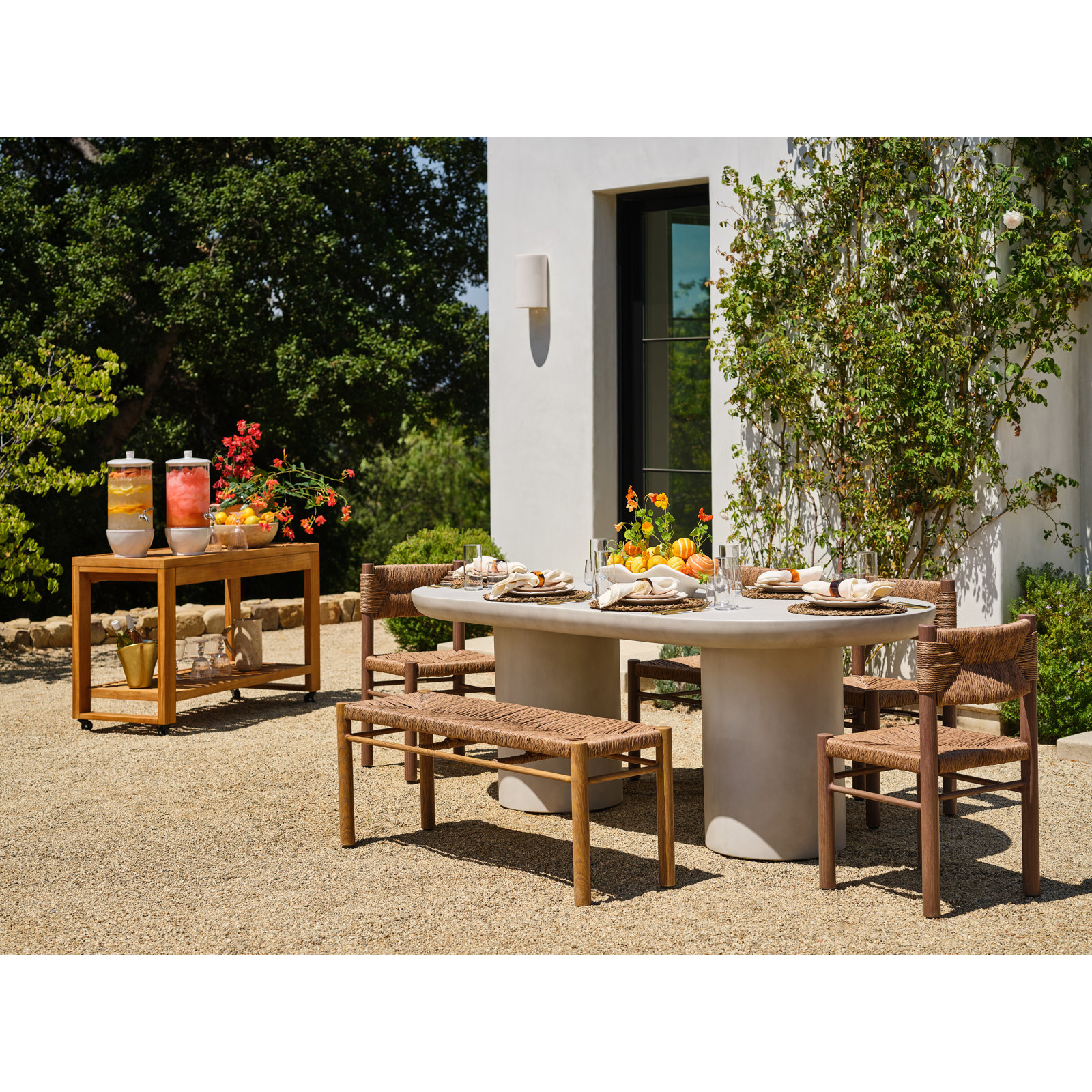 Indie Rattan Weaving Outdoor Dining Chair, Brown