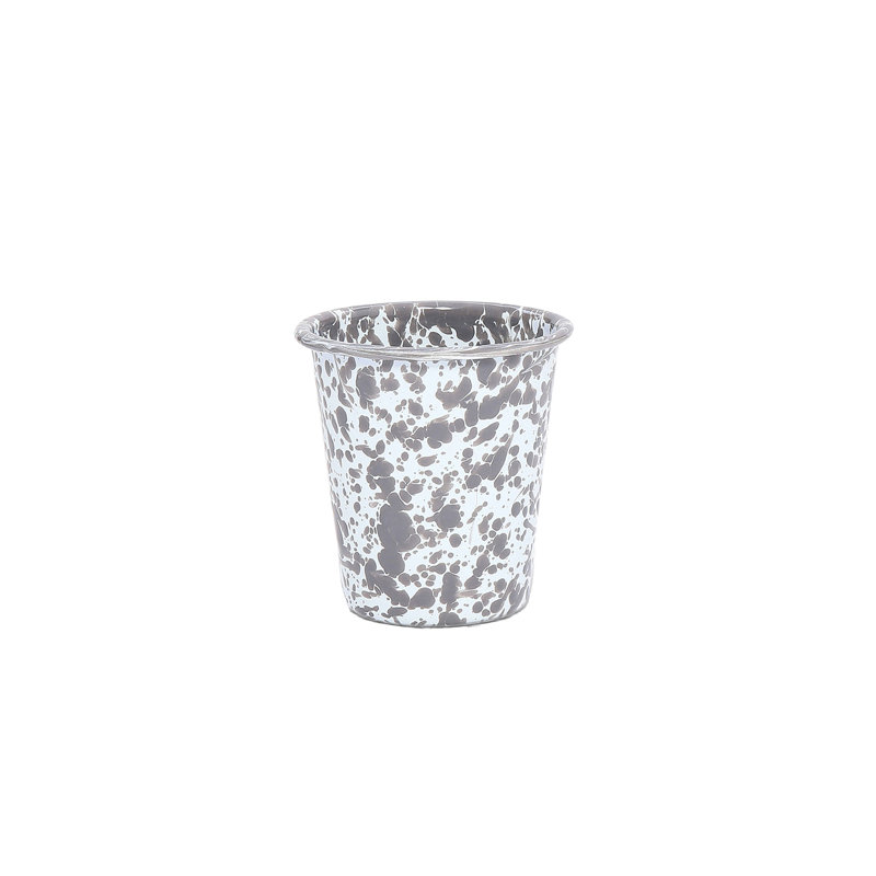Crow Canyon Enamelware Splatter 14 oz Tumblers, Grey, Gray, 3.5" H x 3.5" W x 3.5" D