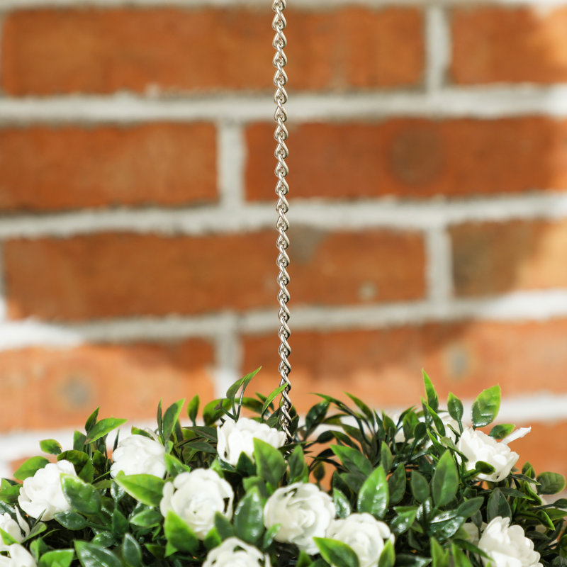 Anslem 28cm Faux Rose Plant in Freestanding, White