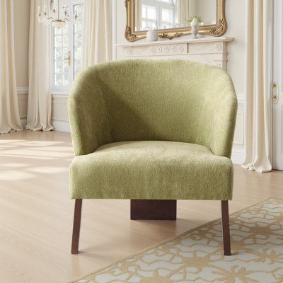 Upholstered Lounge Chair Accent Chair with Curved Back and Wooden Legs by George Oliver
