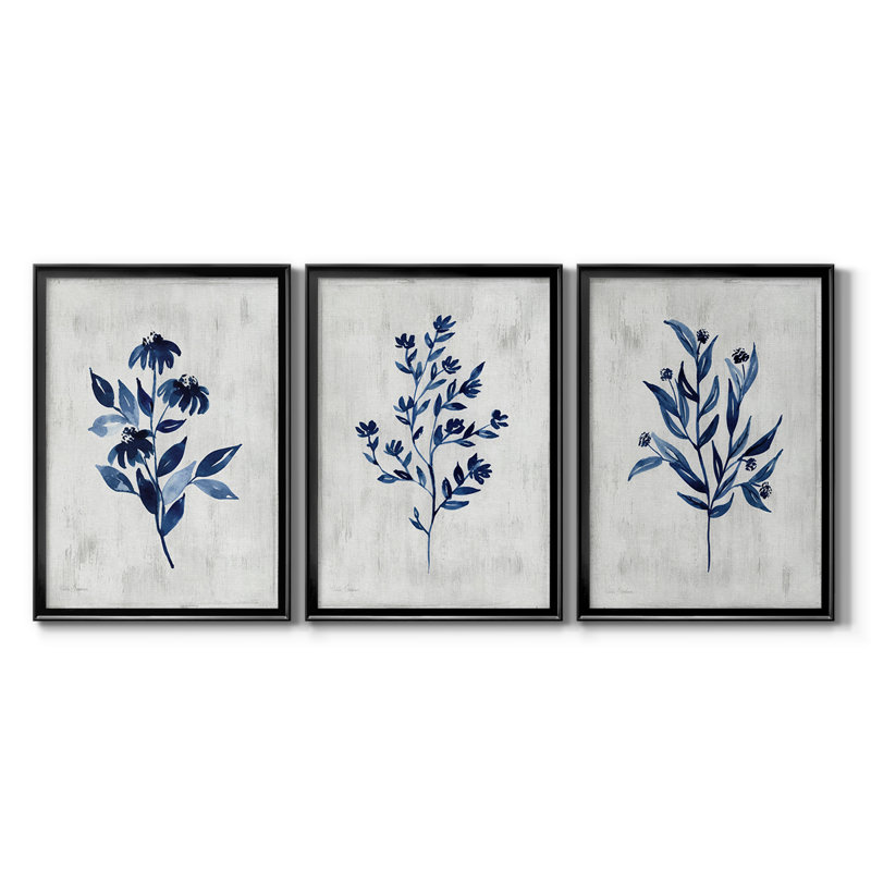 Wild Indigo I - Toile tendue avec châssis sur mesure - 3 pièces, H 21 po x l 30 po, Noir
