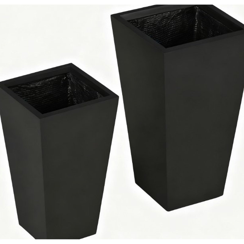 Jardinière d'extérieur 2 avec trous de drainage pour patio de jardin, jardinières en oxyde de magnésium, empilable, sans assemblage, noir, L 11,75 po x l 21,75 po H et 9,75 po H 17,75 po, capacité de poids de 220 lb