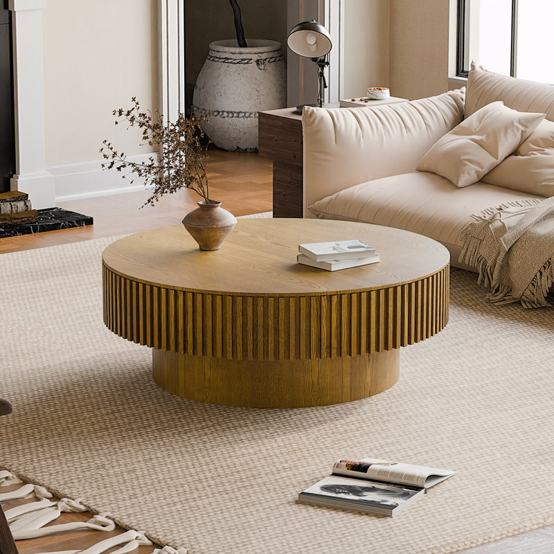 Table basse ronde avec rangement 39,37 po, Brun