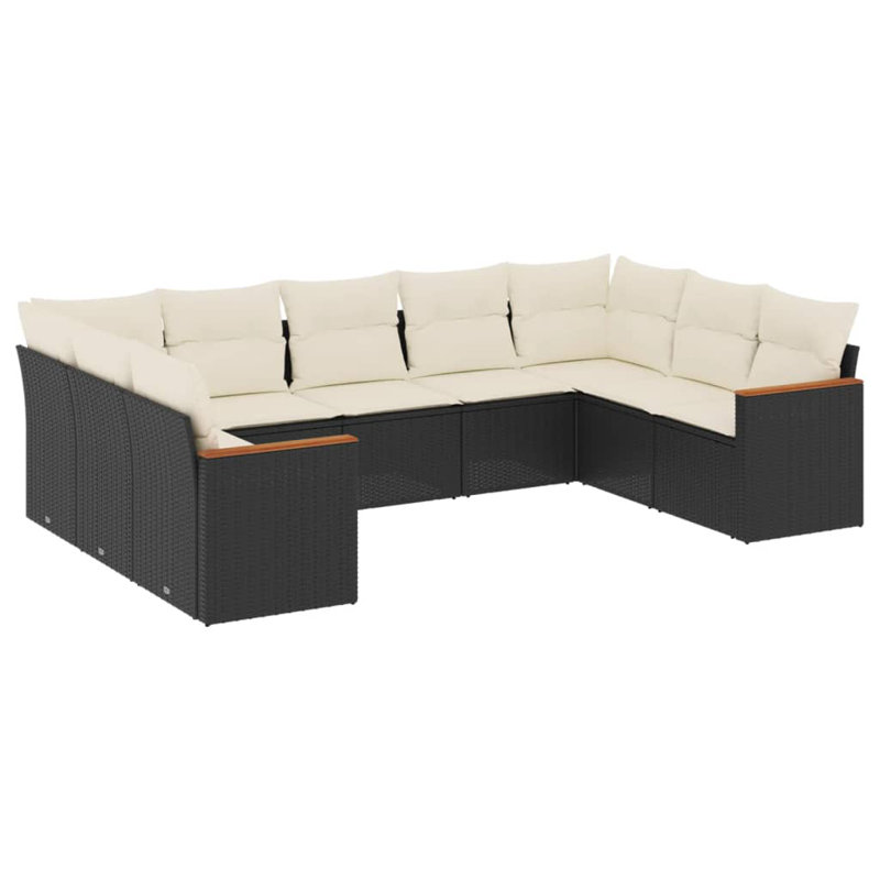Ensemble de canapé de jardin noir pour l'extérieur