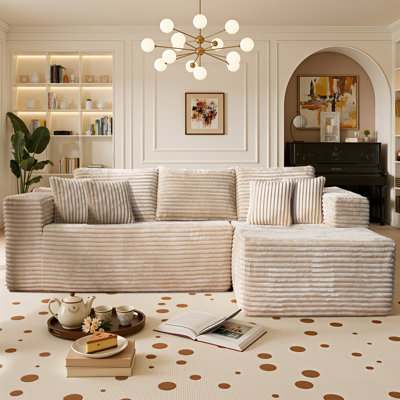No Assembly Required Corduroy Fabric Sofa by Latitude Run