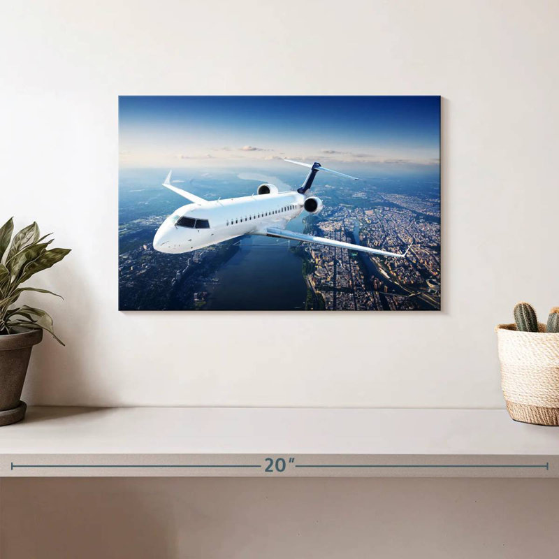 Mehar Flying Private Jet, 8" H x 12" W