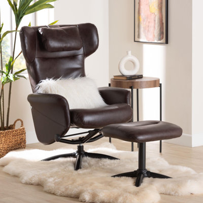 Ensemble de méridienne et de repose-pieds 2 pièces en similicuir Holyfield