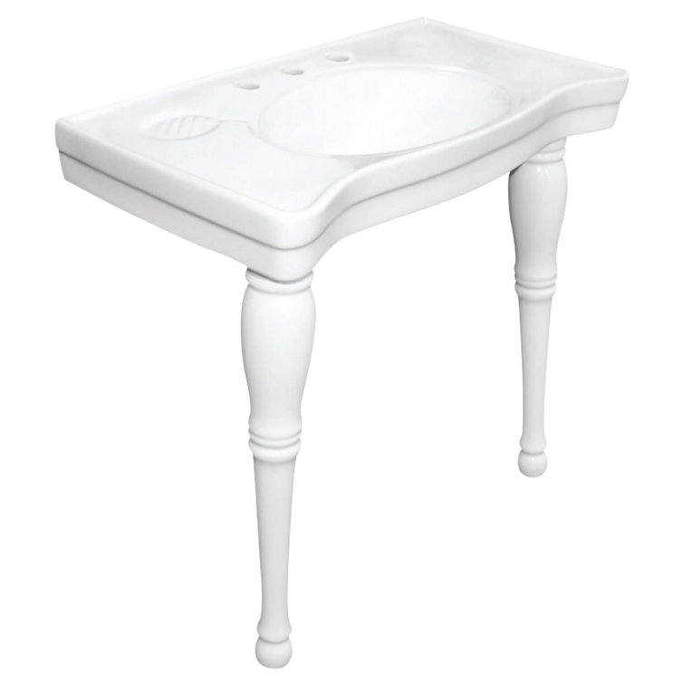 Imperial 29" Tall White Ceramic Rectangular Console Bathroom Sink with Overflow