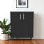 Armoire de rangement roulante 35 po en bois noir avec deux portes