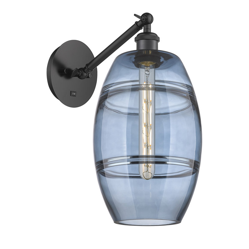 Dundrod Steel Armed Sconce, Matte Black, Princess Blue