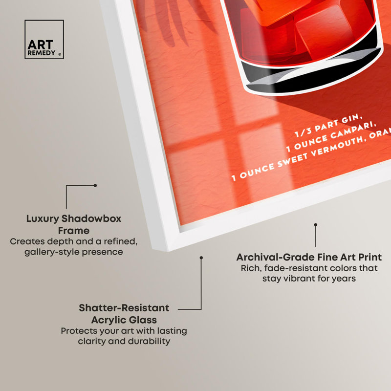 «Negroni Shadowbox Print Summer Art Prints» par Art Remedy, H 21 po x l 17 po, Blanc
