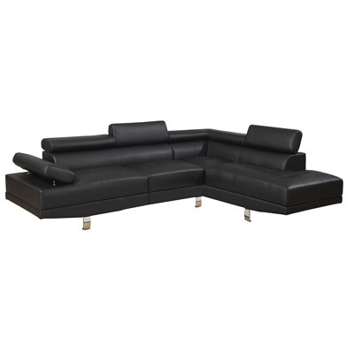 Sectional Living Room Furniture Faux Leather Adjustable Headrest Right Facing Chaise & Left Facing Sofa