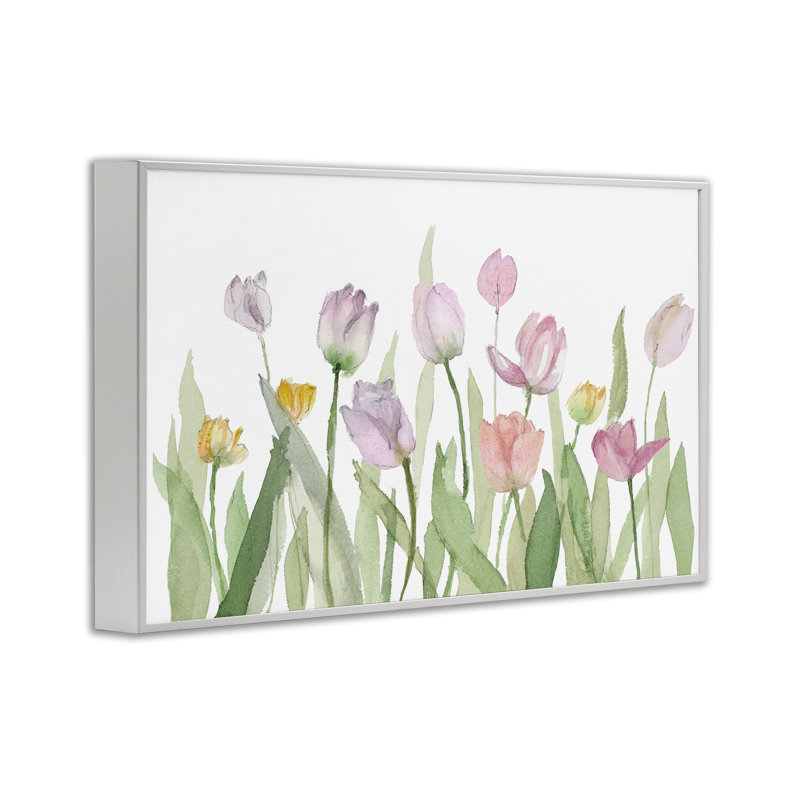 «Soft Pastel Tulip», estampe numérique par Lanie Loreth, Giclée encadrée blanc bord de mer, H 16 po x l 24 po