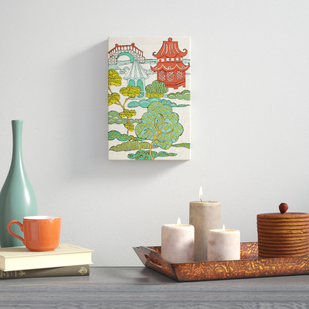 Pagoda Landscape II by Chariklia Zarris Painting on Canvas Lark Manor™ 