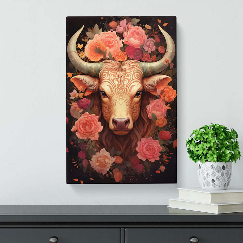 Taurus Zodiac Tachisme - Print, 60cm H x 40cm W x 3cm D