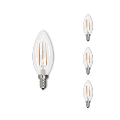 40 Watt Equivalent E12 LED Light Bulb, B11 Filament, 3000K Soft White Glow, 350 Lumens, Dimmable