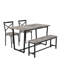 Ensemble de table et de chaises quatre pièces avec dossier, style industriel, structure solide-624414980
