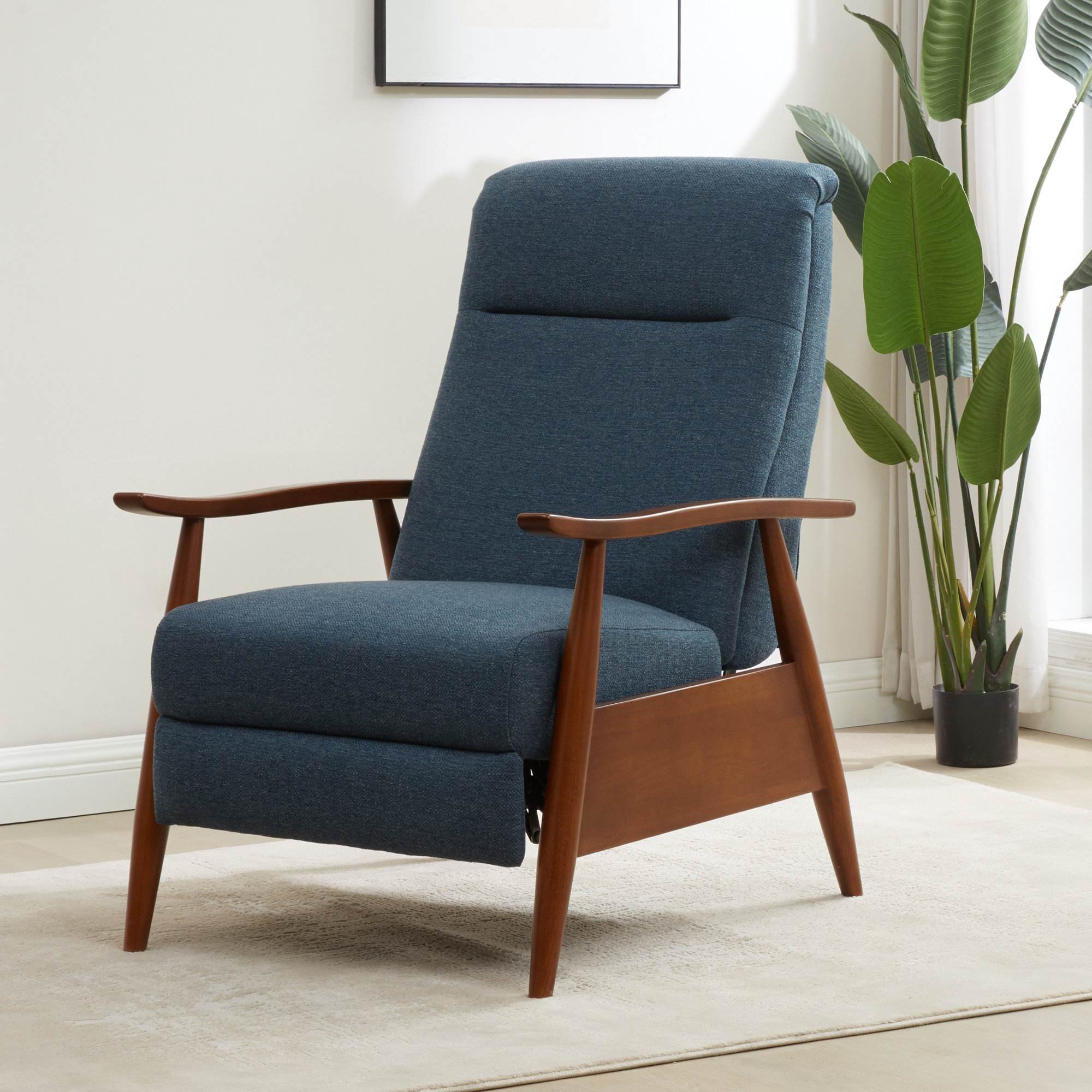 Imona 30" Wide Leather Recliner, Denim Fabric
