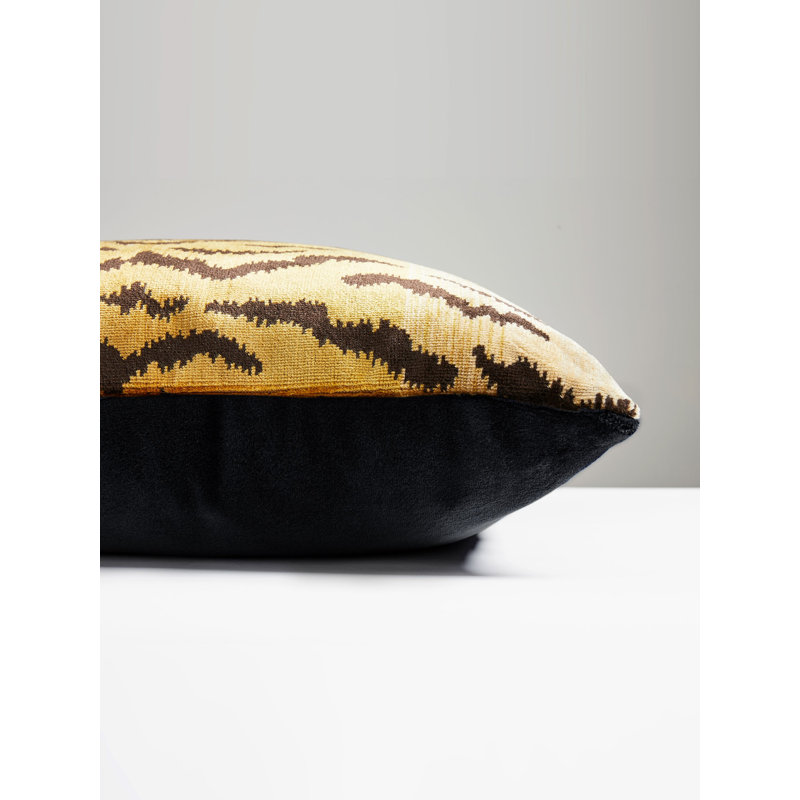 Wild Glamour Silk Pillow Cover & Insert, Blue/Black/Black Animal Print, 14" H x 22" W x 6" D