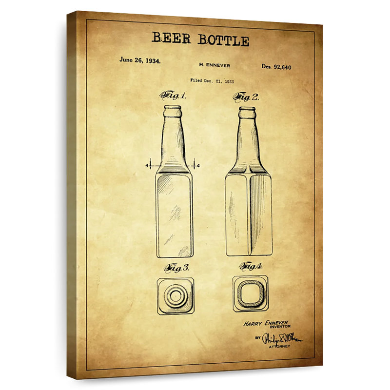 Beer Bottle Patent, 24" H x 16" W