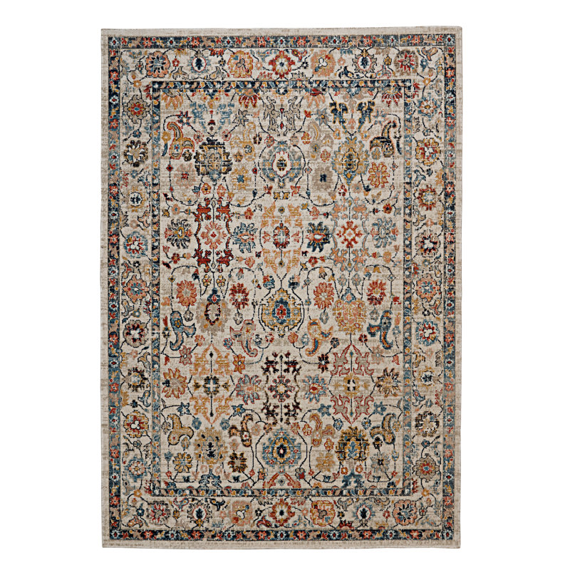 Rectangle Presli Oriental Machine Woven Polyester Area Rug in Brown, Rectangle 5' x 7'6