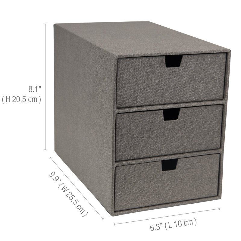 Ingrid 9.9" Grey Fiberboard Stackable Desk Organizer
