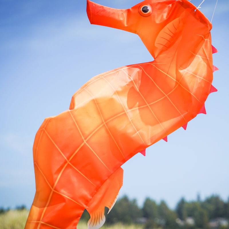 40-Inch Orange Polyester Seahorse 3D Windsock