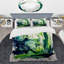 «Green and White Abstract Ink Expression V», peinture abstraite, ensemble de housse de couette-101244336