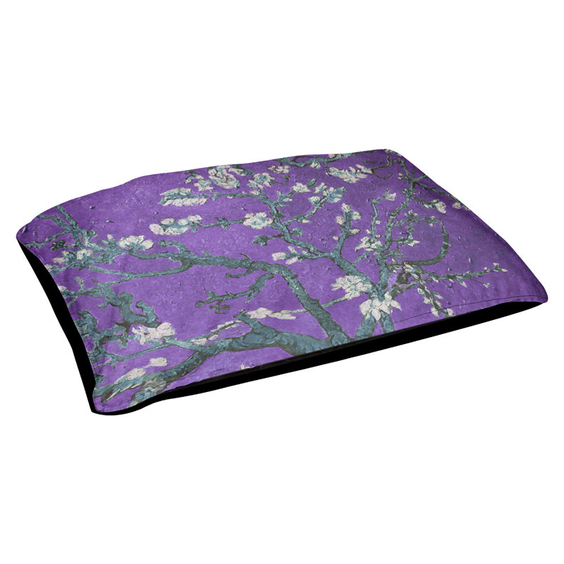 Coussin de concepteur de fleurs d’amande Burk, L 19,5 po x l 29,5 po, Mauve / Bleu / Noir