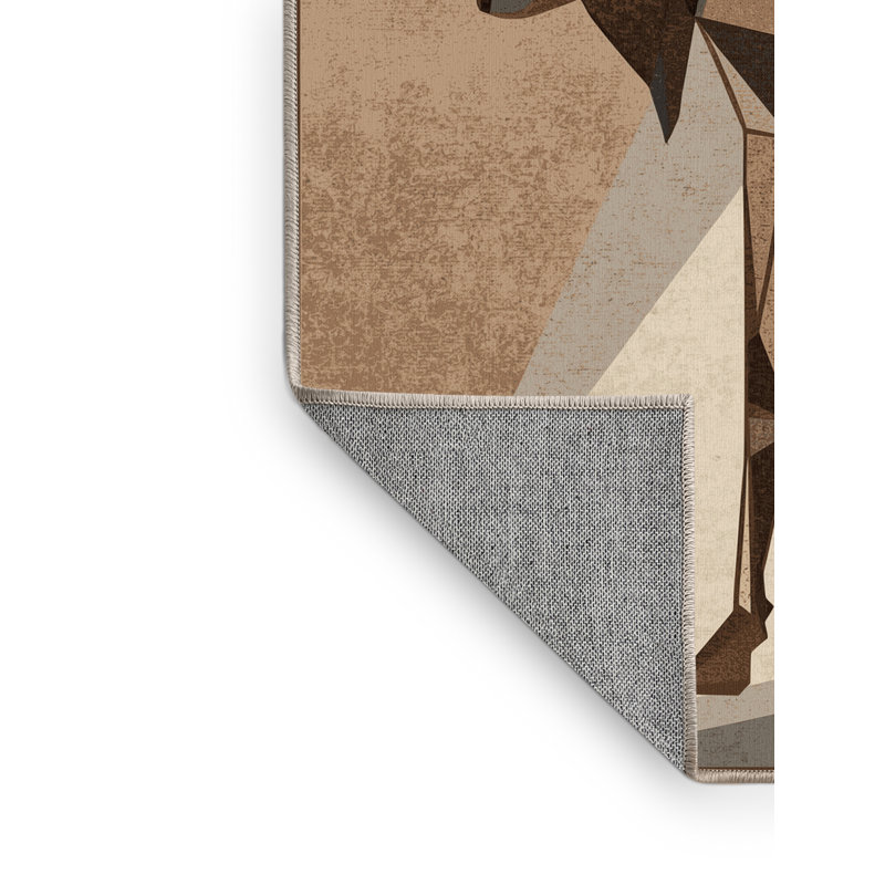 Tapis géométrique brun et beige lavable à la machine Ozgur Moose, 4 x 6