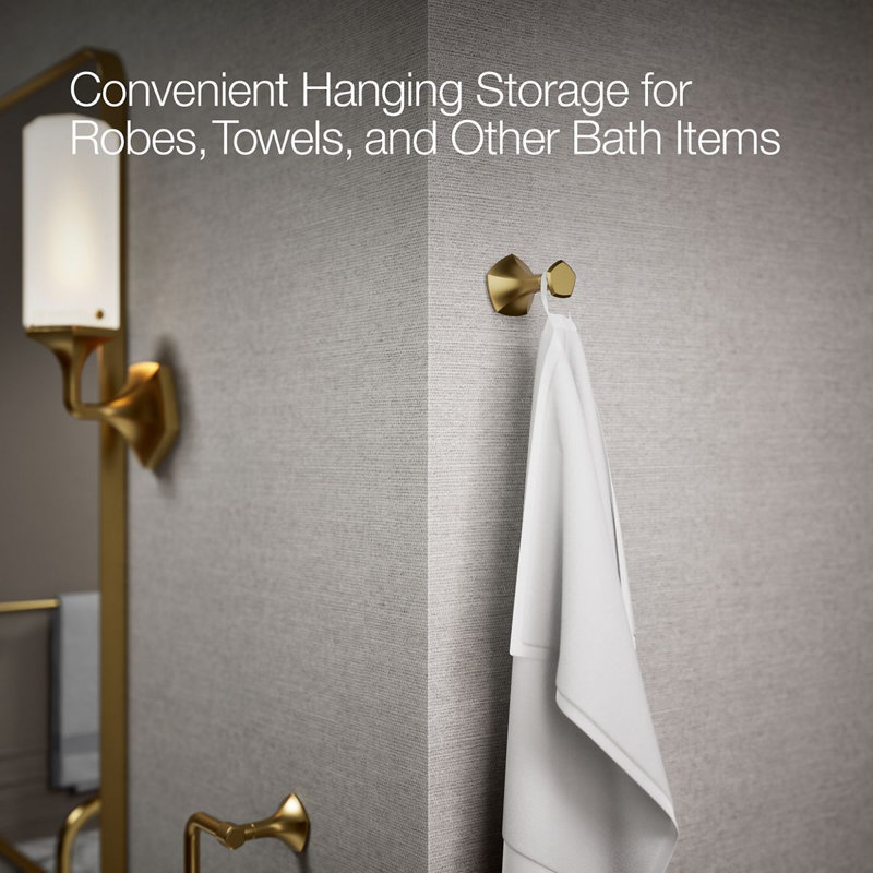 Occasion® Wall Mounted Robe Hook, Vibrant Brushed Moderne Brass