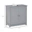 (Sans évier) Armoire de rangement à piédestal, base de meuble-lavabo, armoire de salle de bain sous évier avec découpe en U et tablette interne réglable, gris