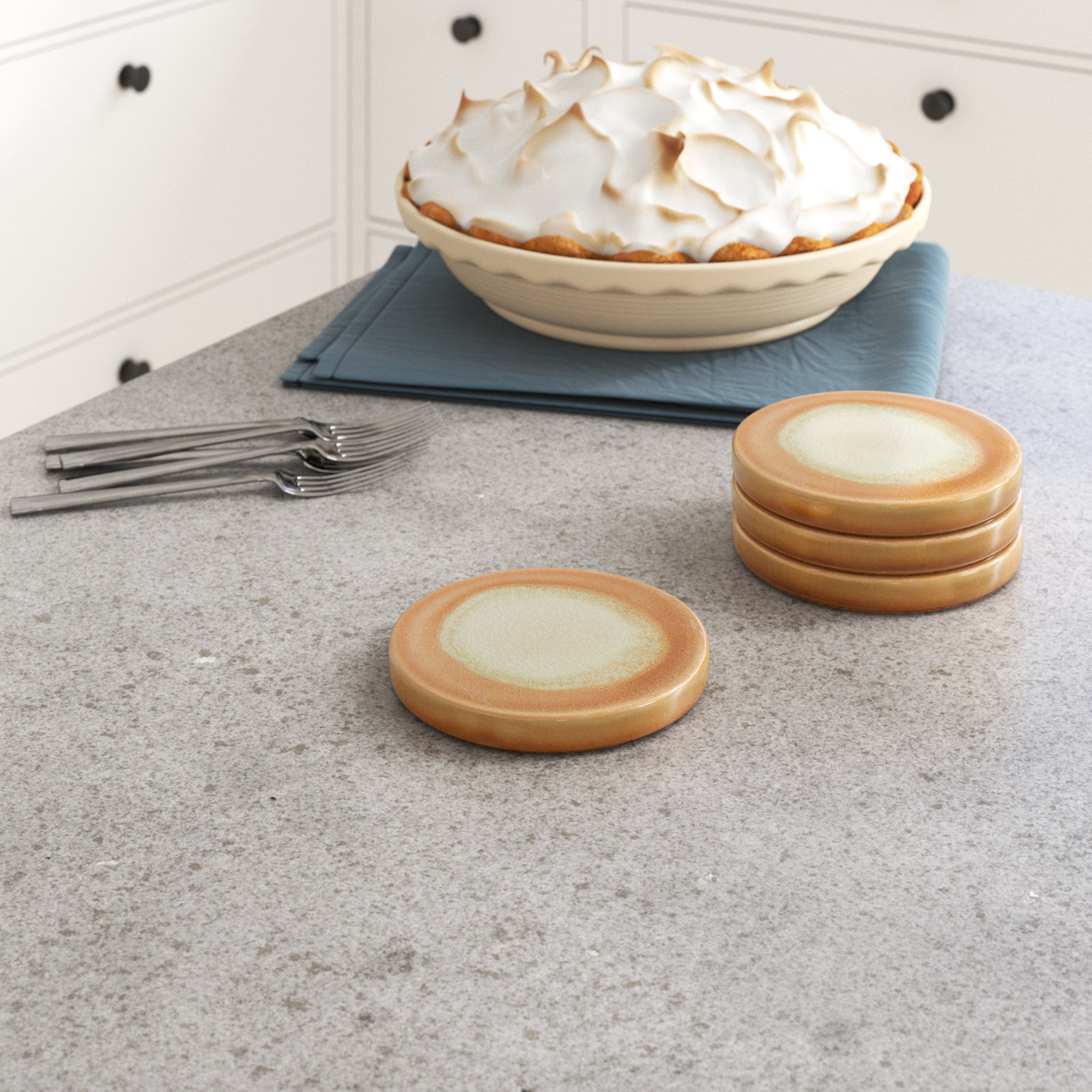 Reactive Glaze Coasters, Terracotta