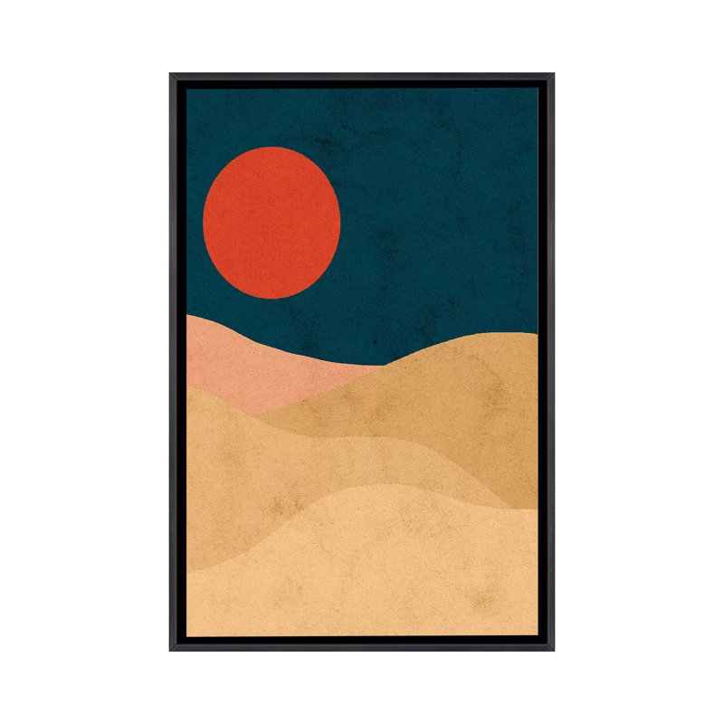 Lune de sang par Reyna Noriega - reproduction imprimée, H 26 po x l 18 po x 1,5 po, Toile encadrée noir délavé, Pas de tapis