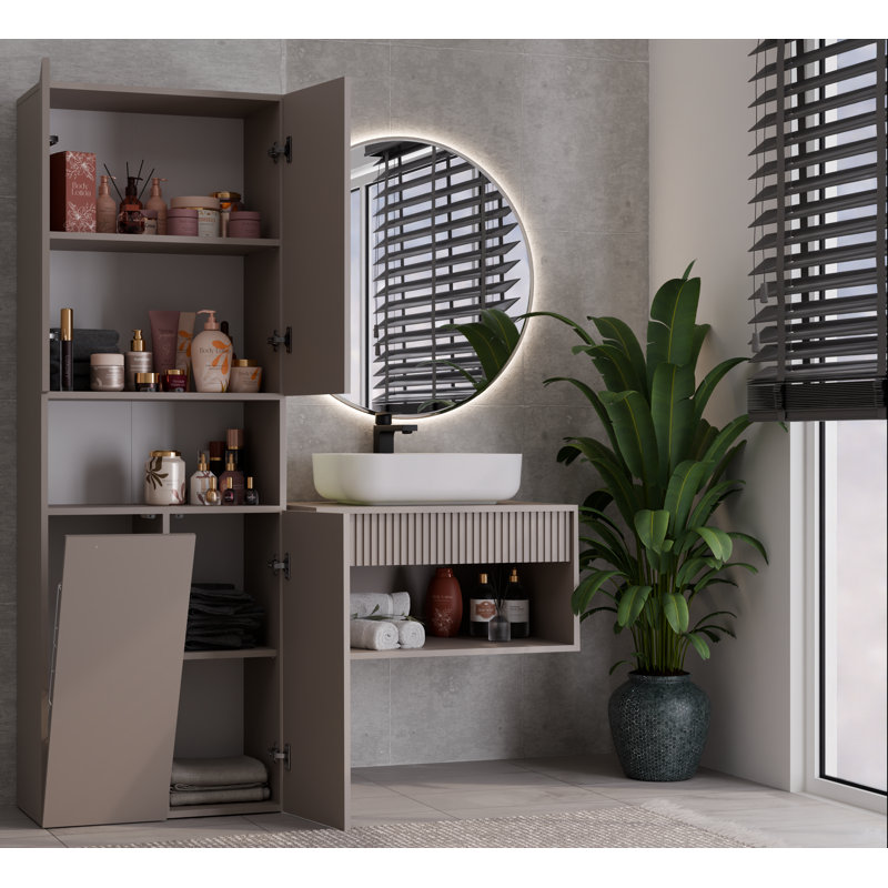 Robertine Freestanding Linen Cabinet, Grey