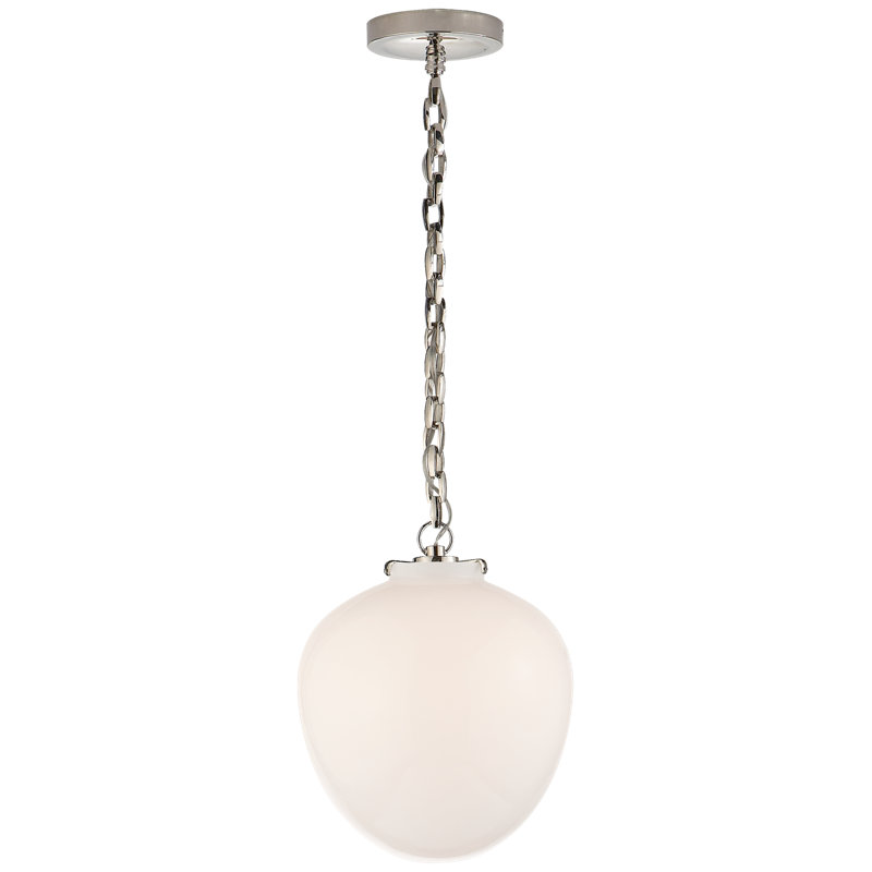 Thomas O'Brien Katie Acorn Pendant, White, Polished Nickel