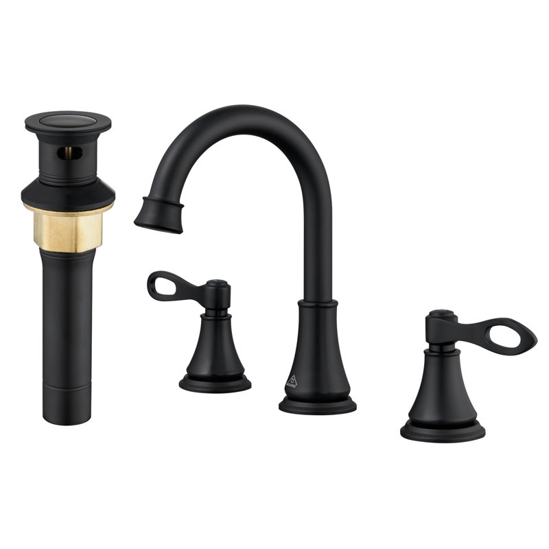 8-inch Widespread Faucet 2-handle Bathroom Faucet with Drain 1.2 GPM, Matte Black
