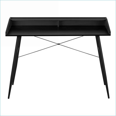 Bureaux, bureau d'ordinateur de L 48 po avec huche de rangement et amp; Casiers, stratifié noir / métal | Panneau de particules | Noir