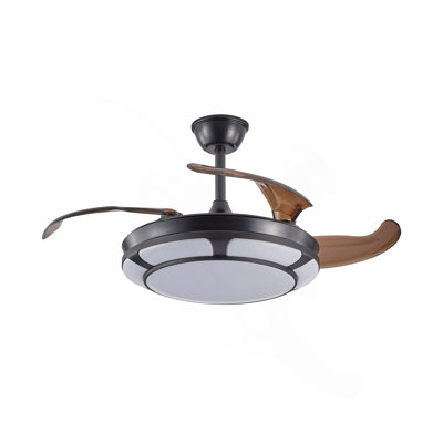 Ventilateur de plafond rétractable de 42 po avec lumière, ventilateur de lustre moderne à DEL avec télécommande, pales réglables à 6 vitesses, moteur à courant continu silencieux, éclairage à intensité variable pour le salon, la chambre à couc