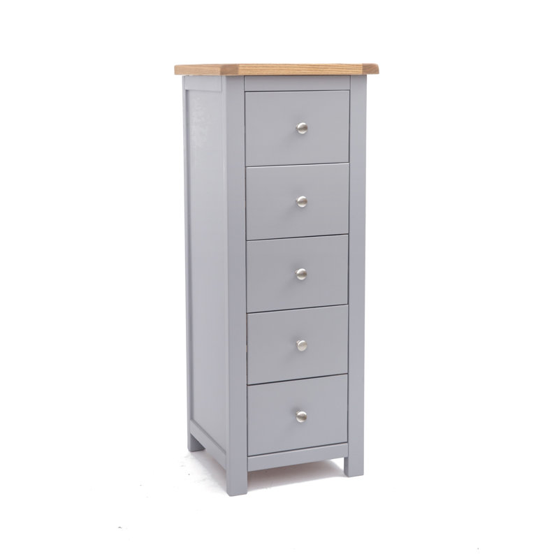 Edmund 45cm W 5 - Drawer Chest of Drawers, Natural/Grey/Chrome