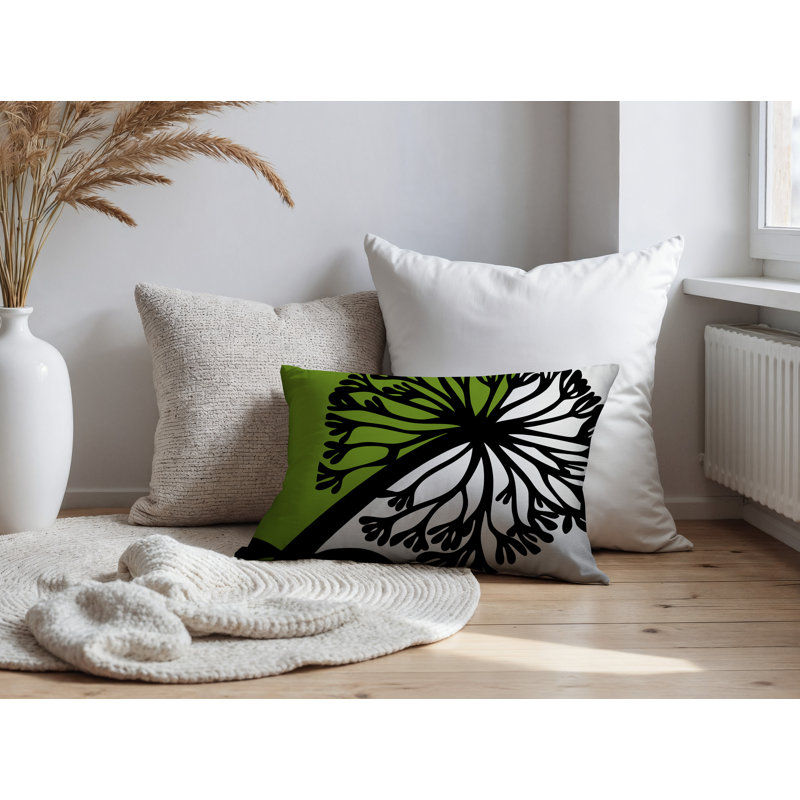 Oreiller rectangulaire réversible intérieur / extérieur Aldy, Chartreuse, Rectangle H 14 po x l 20 po